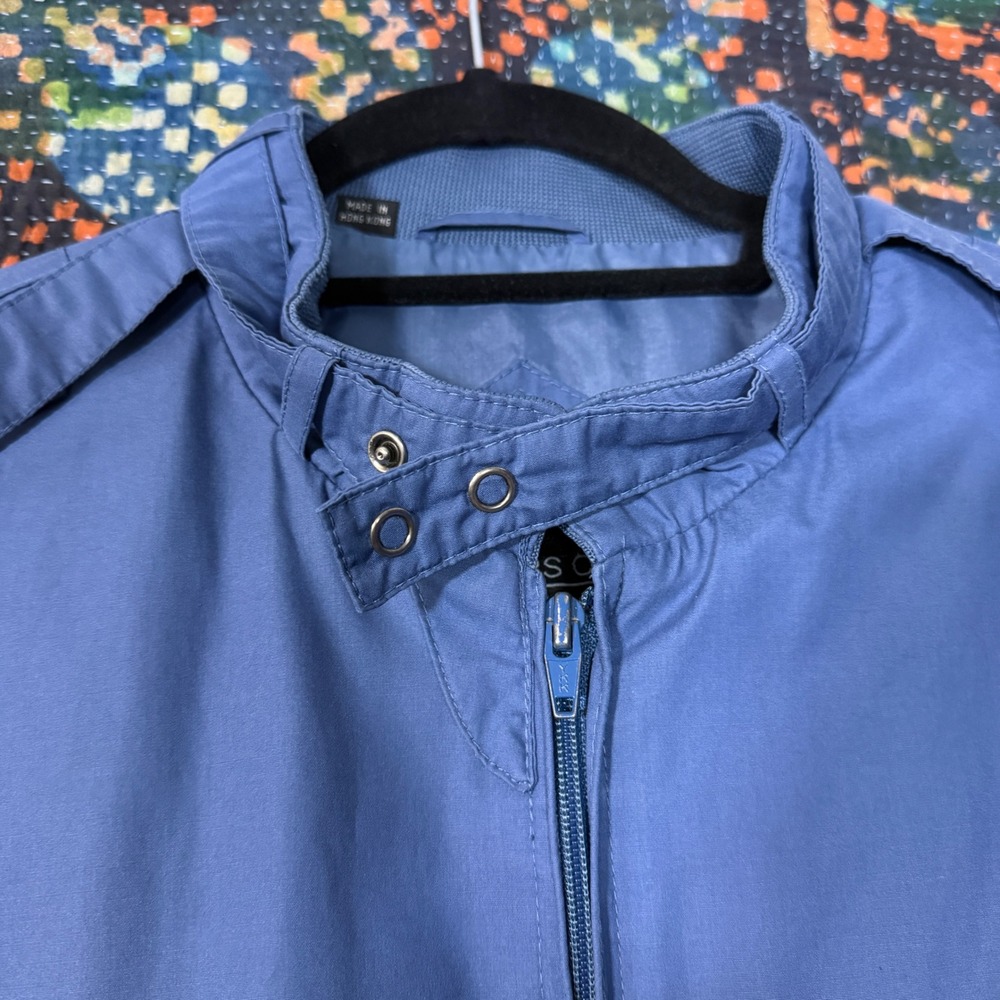 Members Only Mens Iconic Racer Jacket Blue Vintage 44L Full Zip Epaulettes - Picture 3 of 14